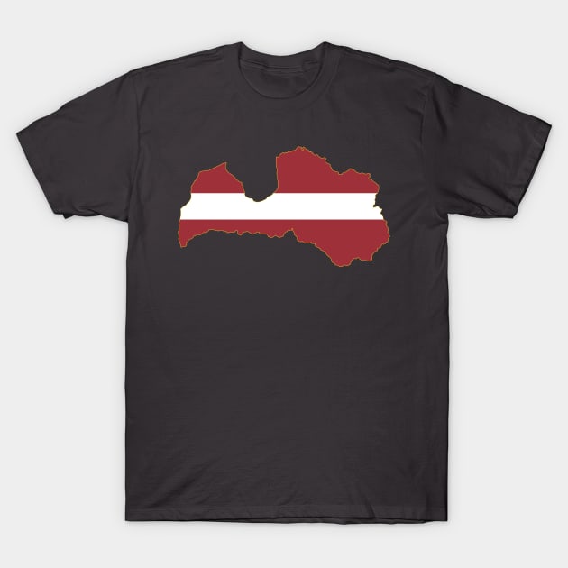 Latvia Flag Map T-Shirt by Historia